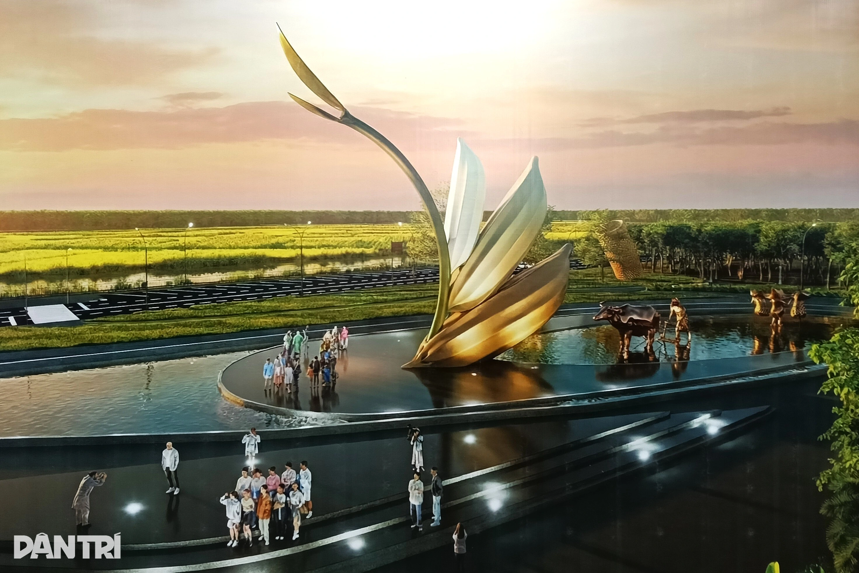 Phối cảnh 3D của biểu tượng "3 hạt lúa", một công trình mang đậm dấu ấn văn hóa vùng Đất Mũi (Ảnh: Huỳnh Hải).