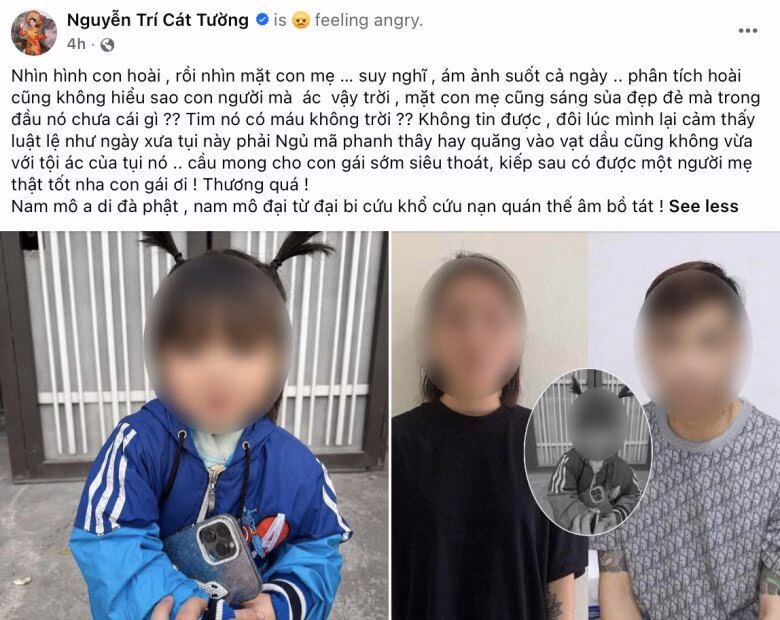 MC Cát Tường bày tỏ sự xót xa và cầu nguyện cho linh hồn bé gái sớm được siêu thoát.